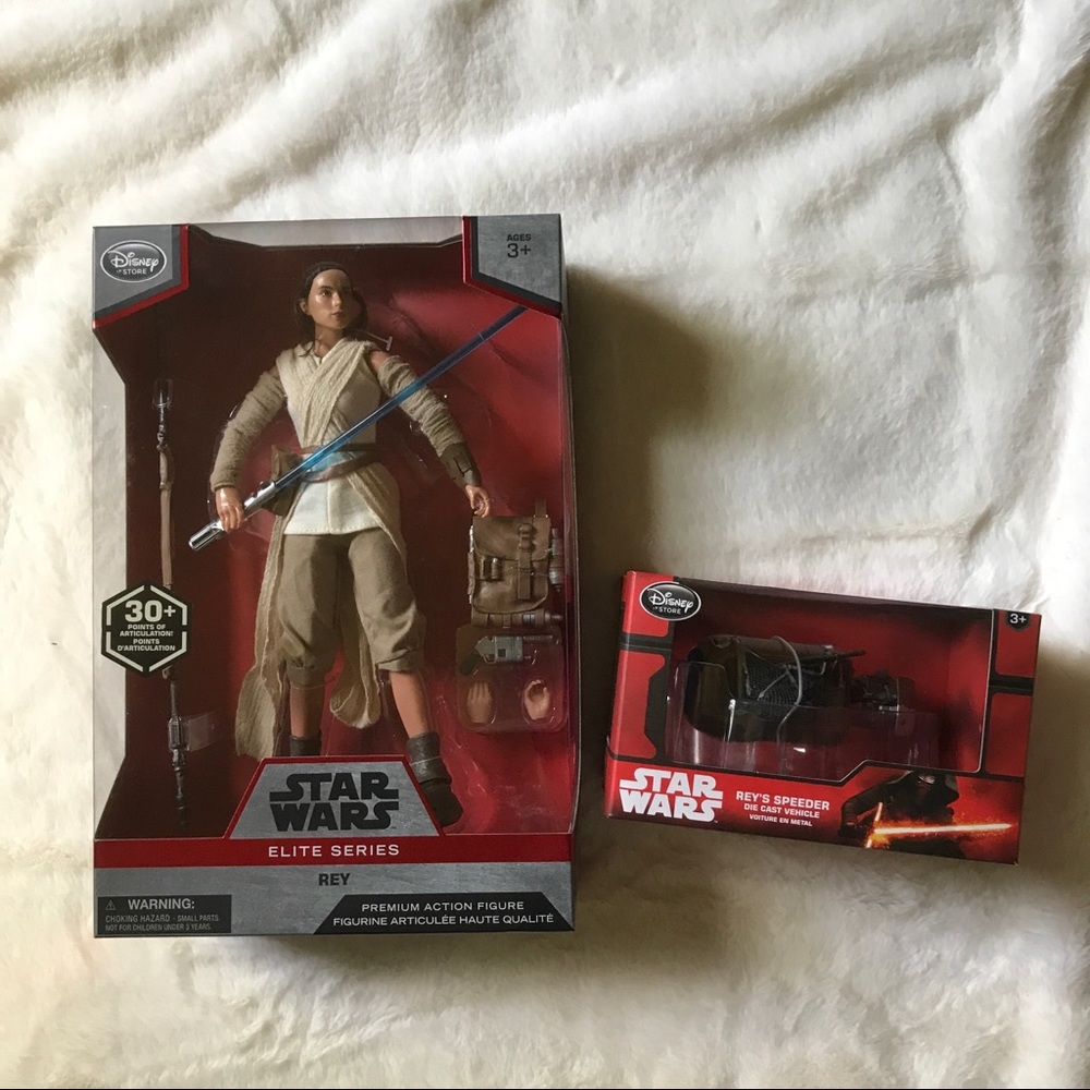 Rey Star Wars Toy Bundle—Elite Series Action Figure and Jakku Speeder Diecast